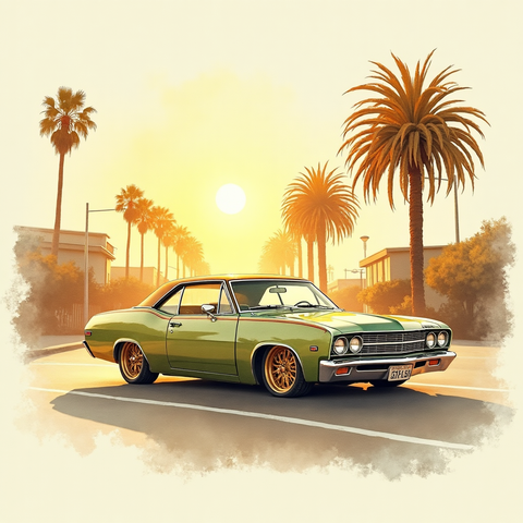 Art plate for the G-Funk Revival music style, Asphalt and Diamonds family