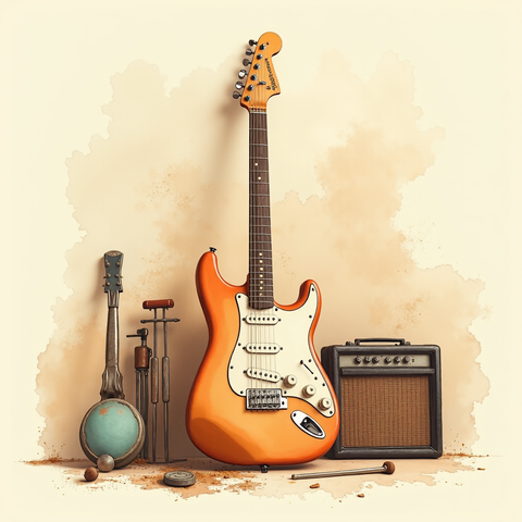 Art plate for the Garage Rock music style, Electric Roads family