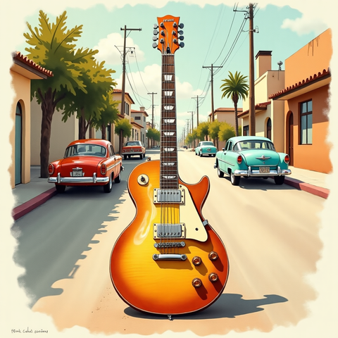 Art plate for the Power Pop music style, Electric Roads family