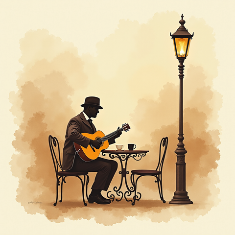 Art plate for the Gypsy Jazz music style, Smoke and Midnight family