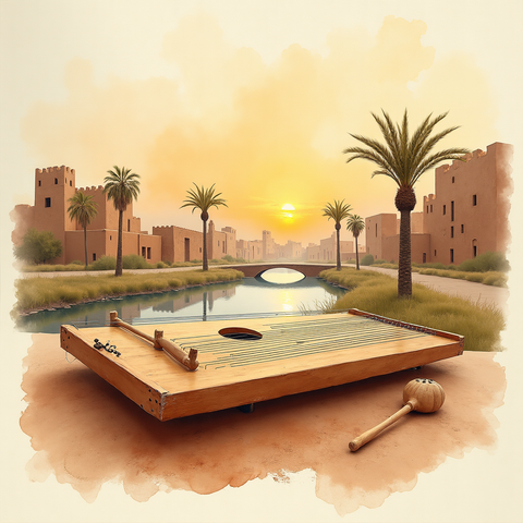 Art plate for the Maqam Iraquí music style, Distant Worlds family