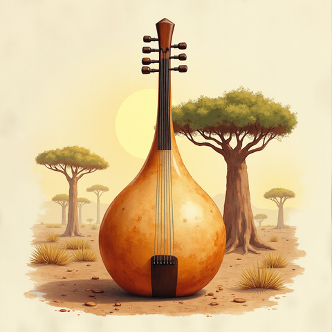Art plate for the Kora Mandinga music style, Distant Worlds family