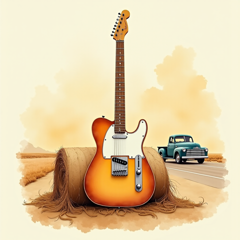 Art plate for the Classic Country music style, Dust and Highway family