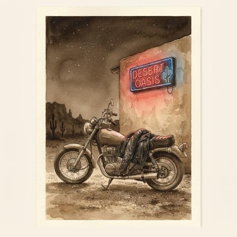 Art plate for the Outlaw Country music style, Dust and Highway family