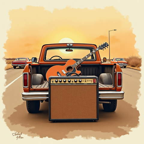 Art plate for the Country Rock music style, Dust and Highway family
