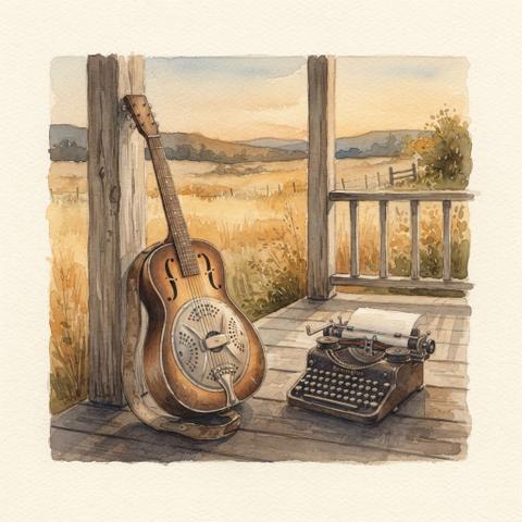 Art plate for the Americana music style, Dust and Highway family