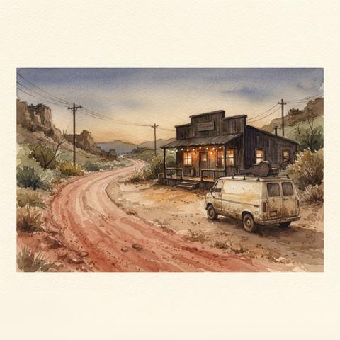 Art plate for the Red Dirt music style, Dust and Highway family