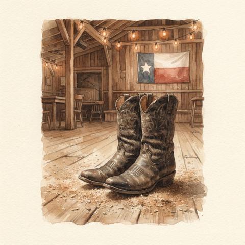Art plate for the Texas Country music style, Dust and Highway family