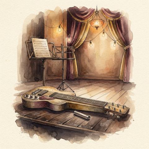Art plate for the Western Swing music style, Dust and Highway family