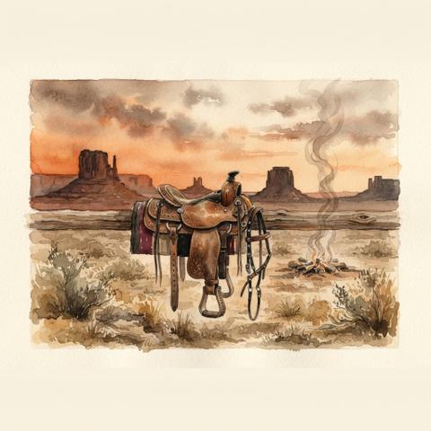 Art plate for the Cowboy Western music style, Dust and Highway family