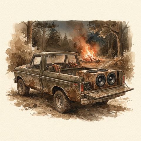 Art plate for the Hick-Hop music style, Dust and Highway family