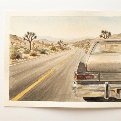 Art plate for the Desert Highway Rock music style, Dust and Highway family