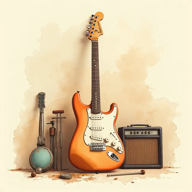 Lámina del estilo musical Garage Rock, familia Caminos eléctricos