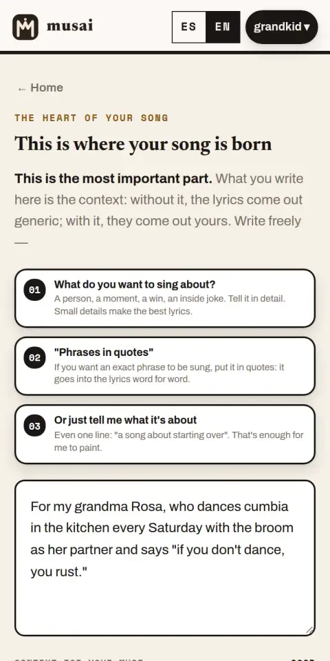 Step 1 · You tell your story