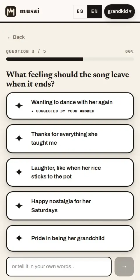 Step 2 · You answer 5 questions