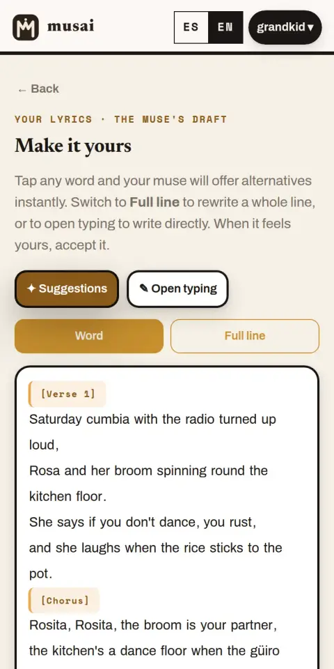 Step 5 · You edit your lyrics