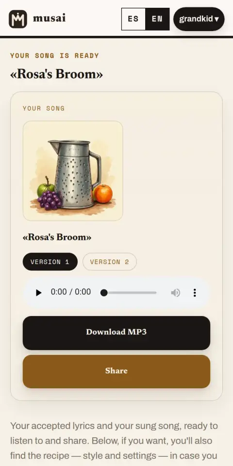 Step 6 · You get your song and its plate