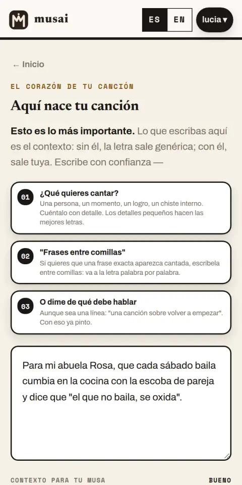 Paso 1 · Cuentas tu historia