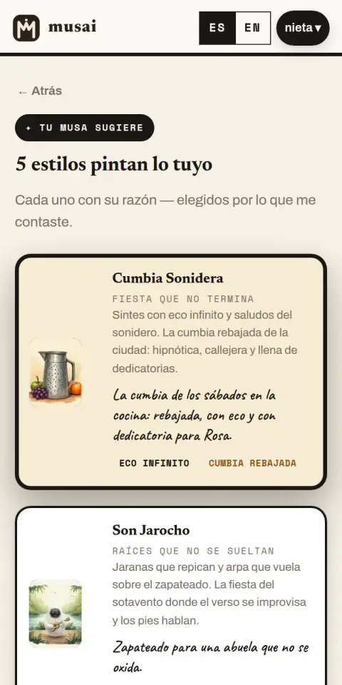 Paso 3 · Te sugerimos 5 de nuestros 564 estilos para tu historia